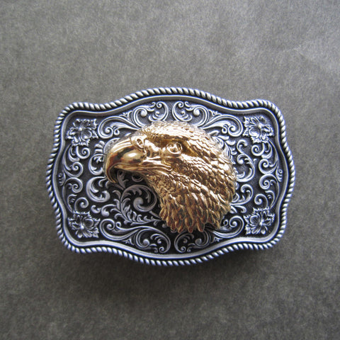 Western Flower Pattern Eagle Head Belt Buckle